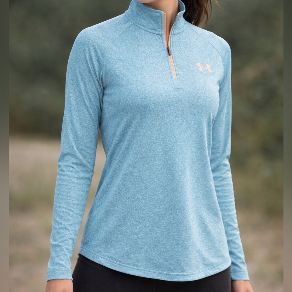 Under Armour Women’s‎ HeatGear Quarter Zip Pullover Blue Size M Loose Fit